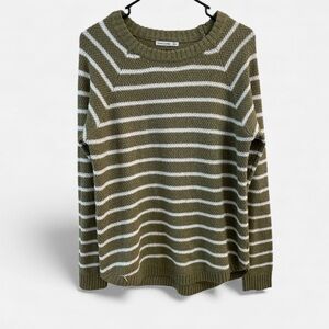 Pink Clover Olive Green & White Striped Sweater – Size L